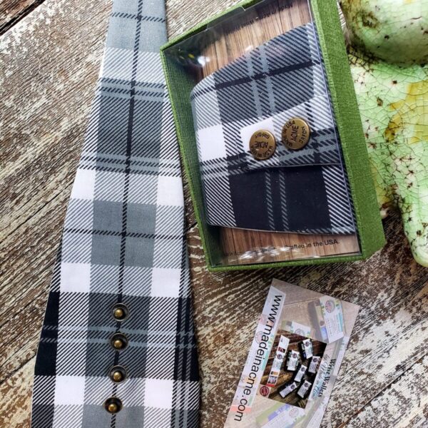 Black and White Plaid Adult Wrist Wallet