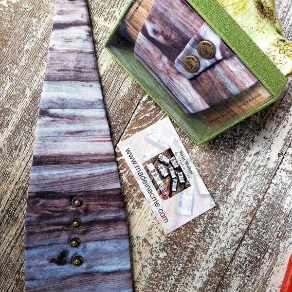 Blue Wash Wood Grain Theme Adult Wrist Wallet