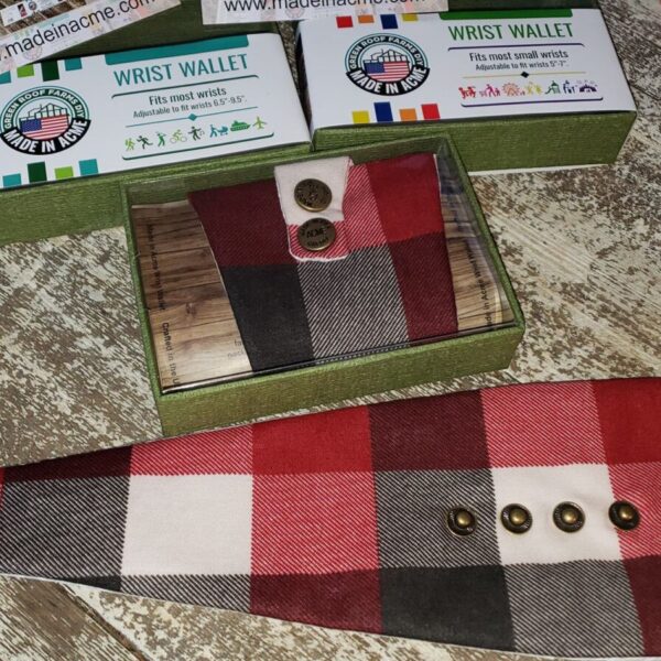 Red Black Plaid Print Wrist Wallet