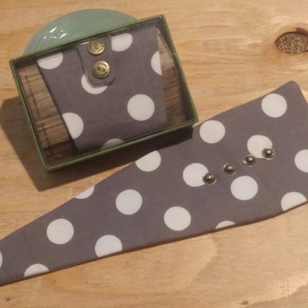 Gray w/ White Polka Dot Wrist Wallet