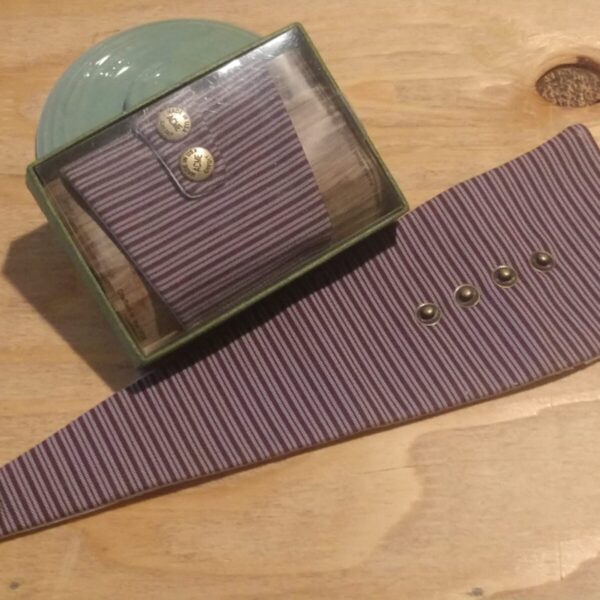 Plum and Gray Stripes Wrist Wallet