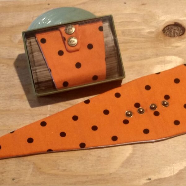 Orange w/ Black Polka Dot Wrist Wallet