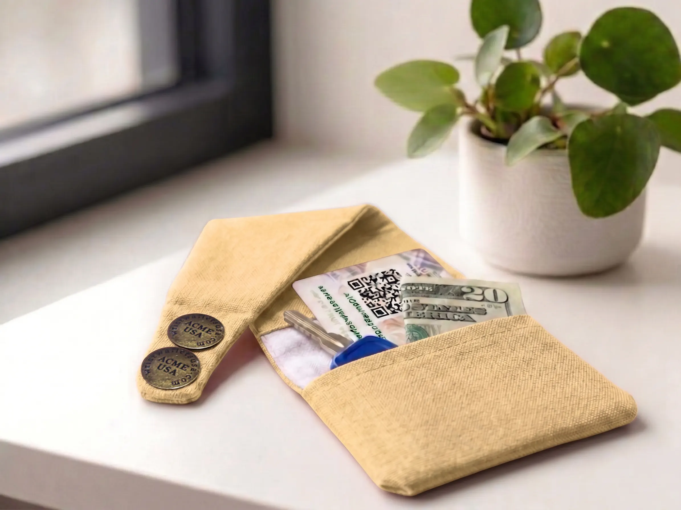Light Yellow Wrist Wallet AMB8
