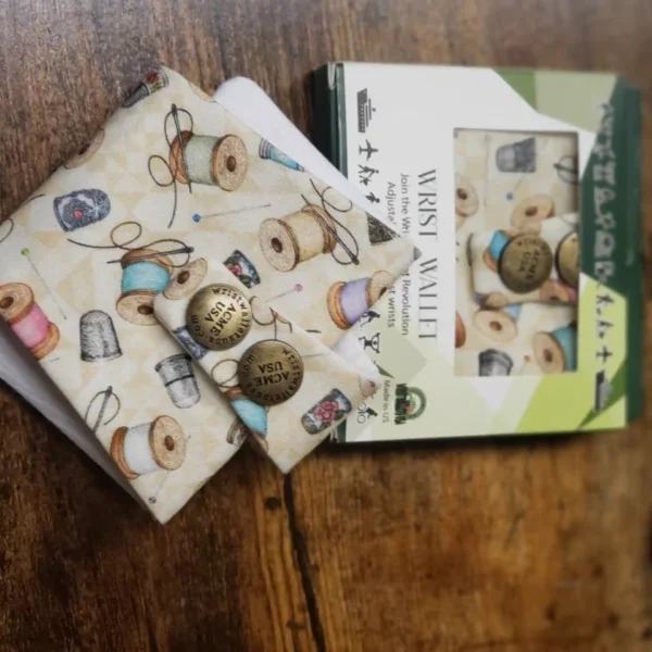 Thimbles on Cream Wrist Wallet