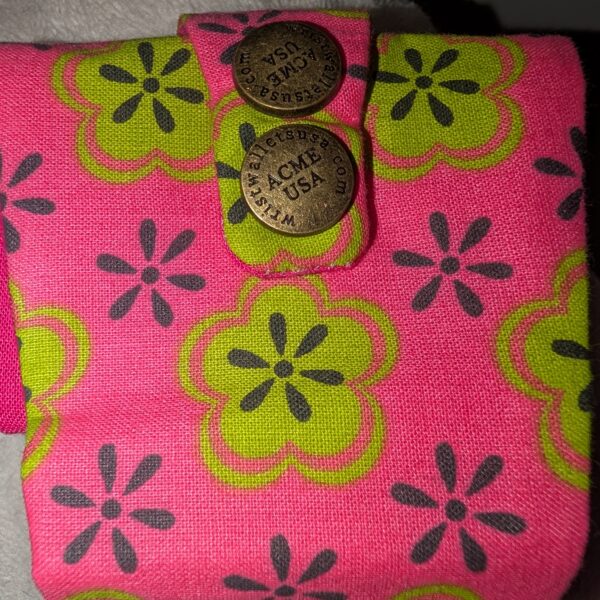 Pink with Green and Black Floral Wrist Wallet